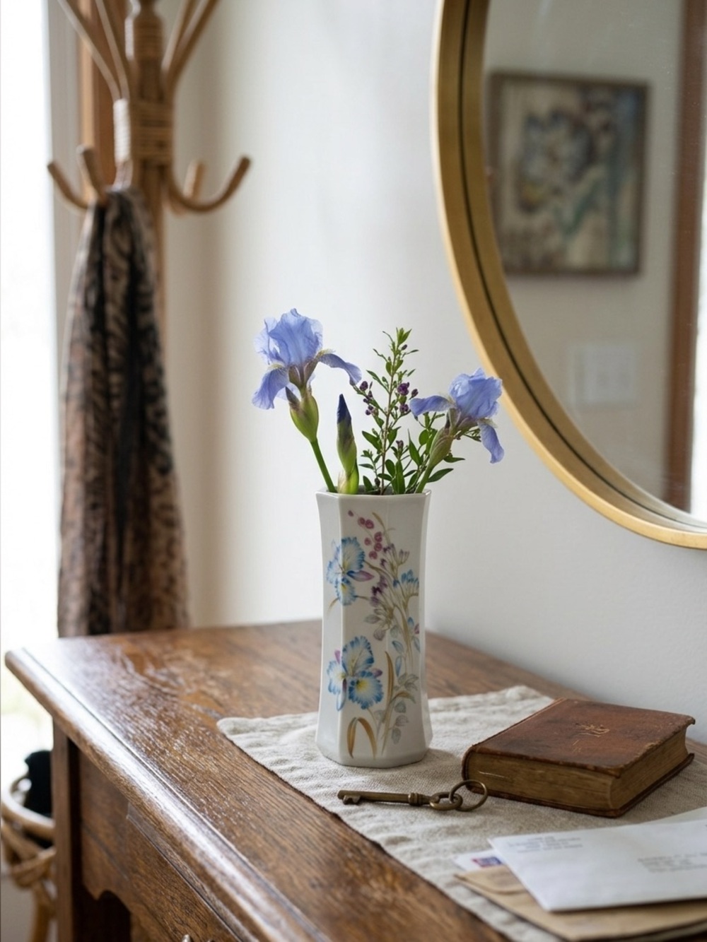 Vintage Japanese Porcelain Iris Bud Vase – Excellent Condition